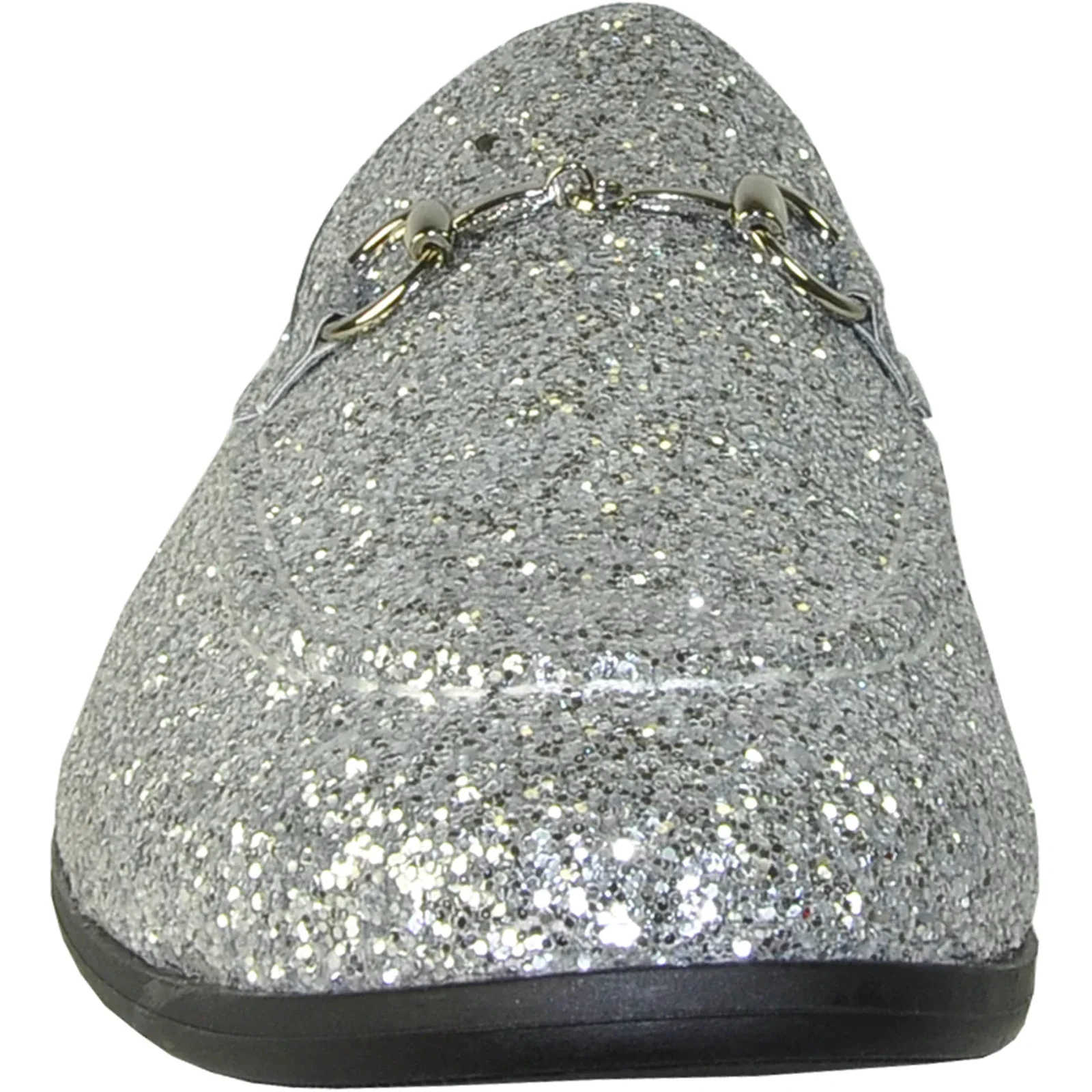 Mens Modern Glitter Sequin Prom Tuxedo Loafer in Silver Grey - Image 4