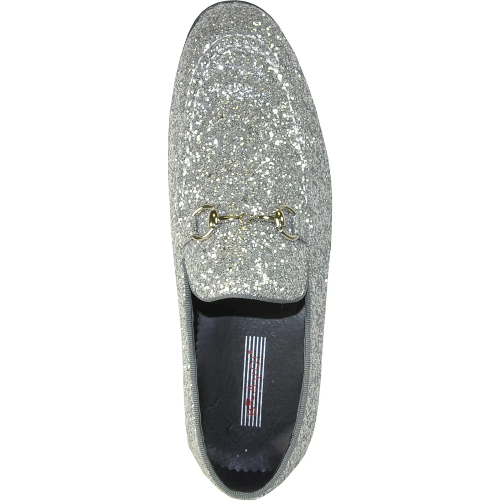 Mens Modern Glitter Sequin Prom Tuxedo Loafer in Silver Grey - Image 6