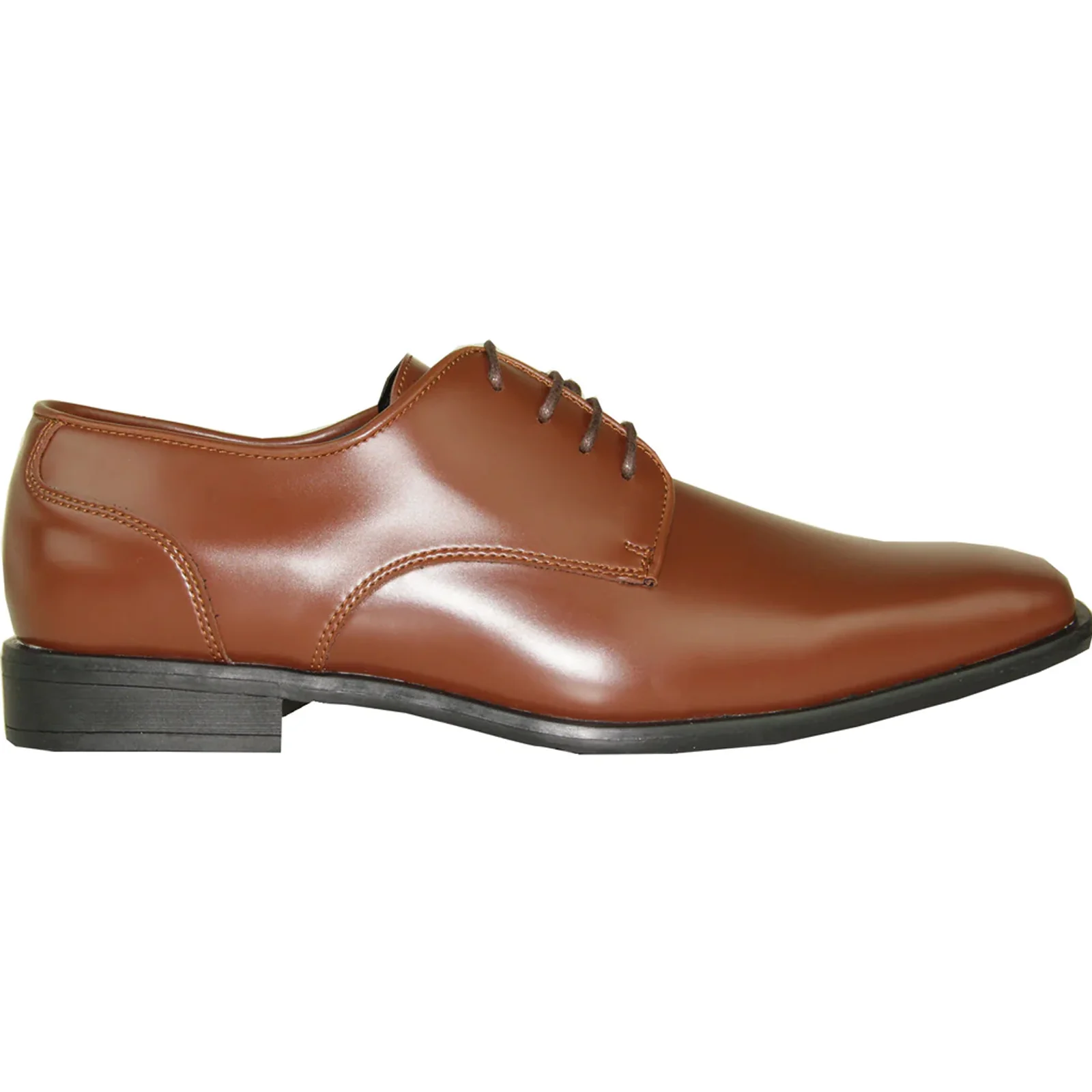 Mens Modern Pointy Square Toe Oxford Dress Shoe in Cognac - Image 2