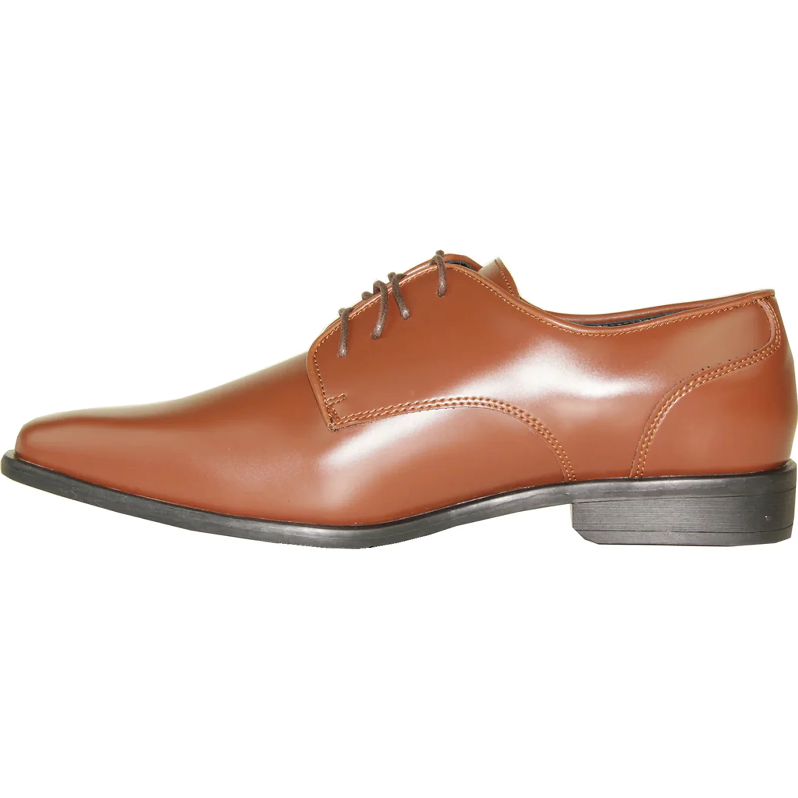 Mens Modern Pointy Square Toe Oxford Dress Shoe in Cognac - Image 3