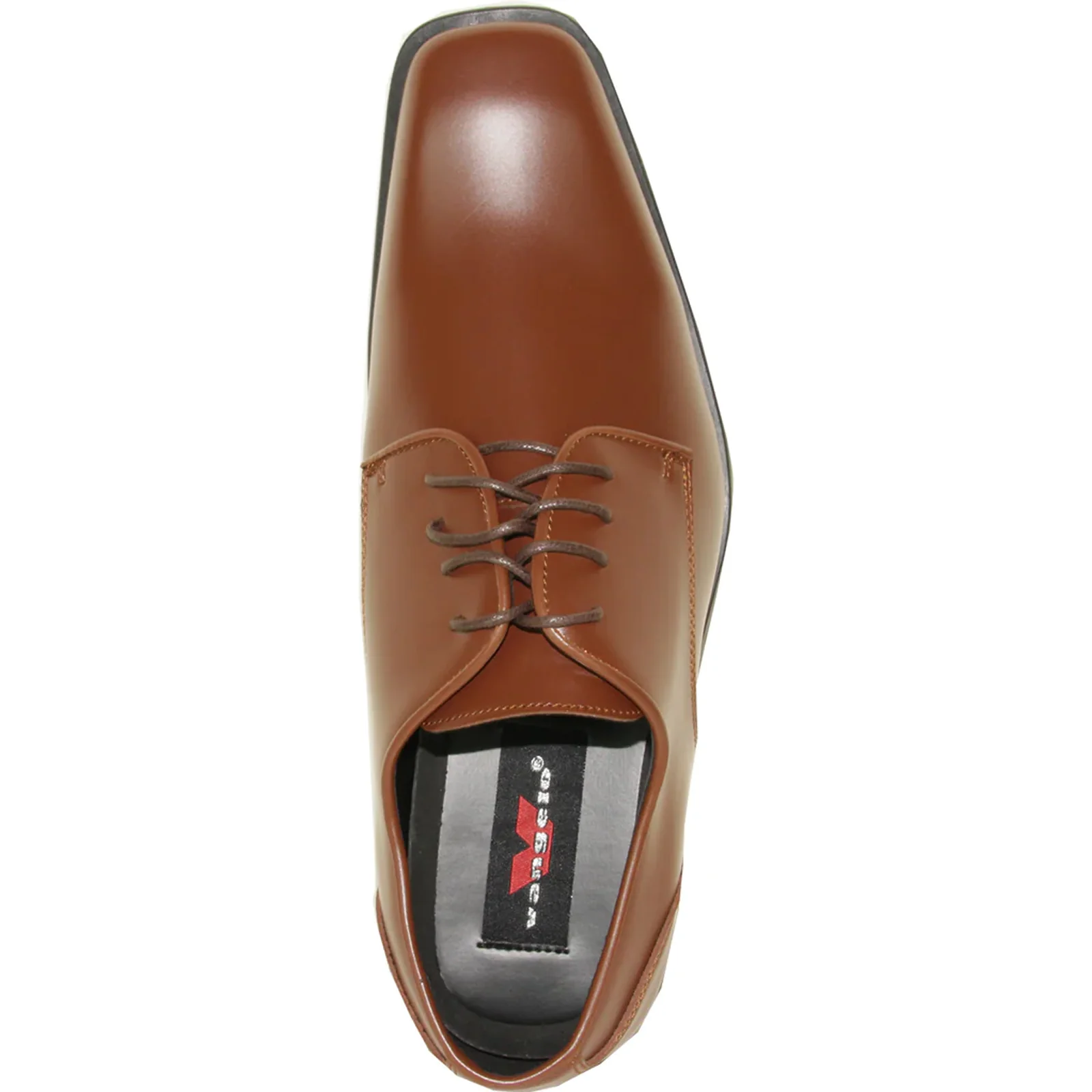 Mens Modern Pointy Square Toe Oxford Dress Shoe in Cognac - Image 6