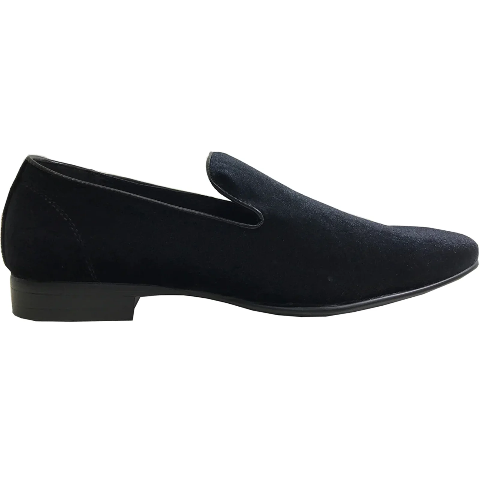 Mens Modern Slip On Velvet Tuxedo Loafer in Black - Image 2