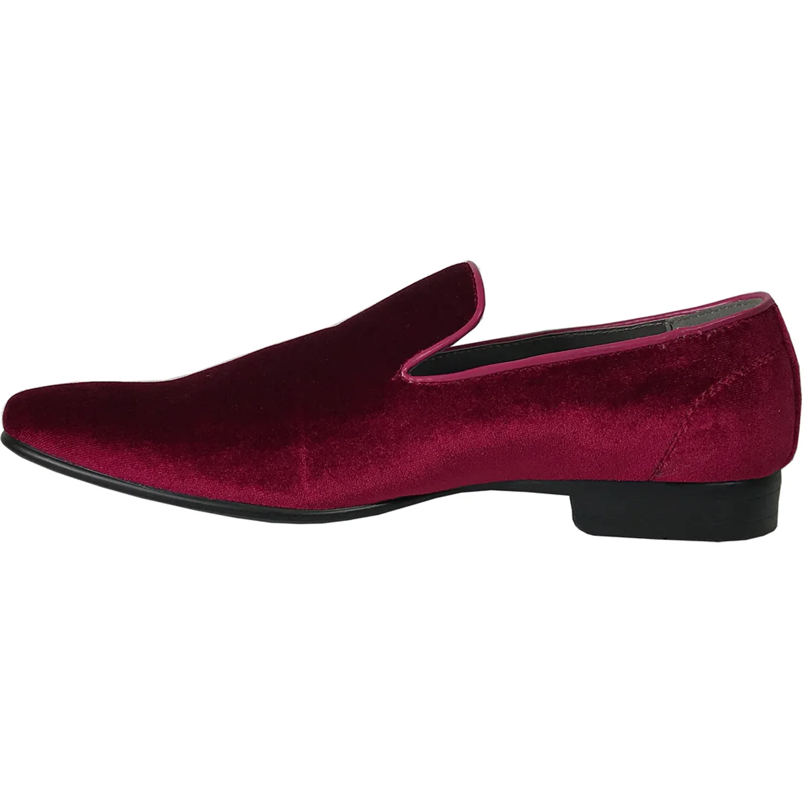 Mens Modern Slip On Velvet Tuxedo Loafer in Burgundy - Image 3