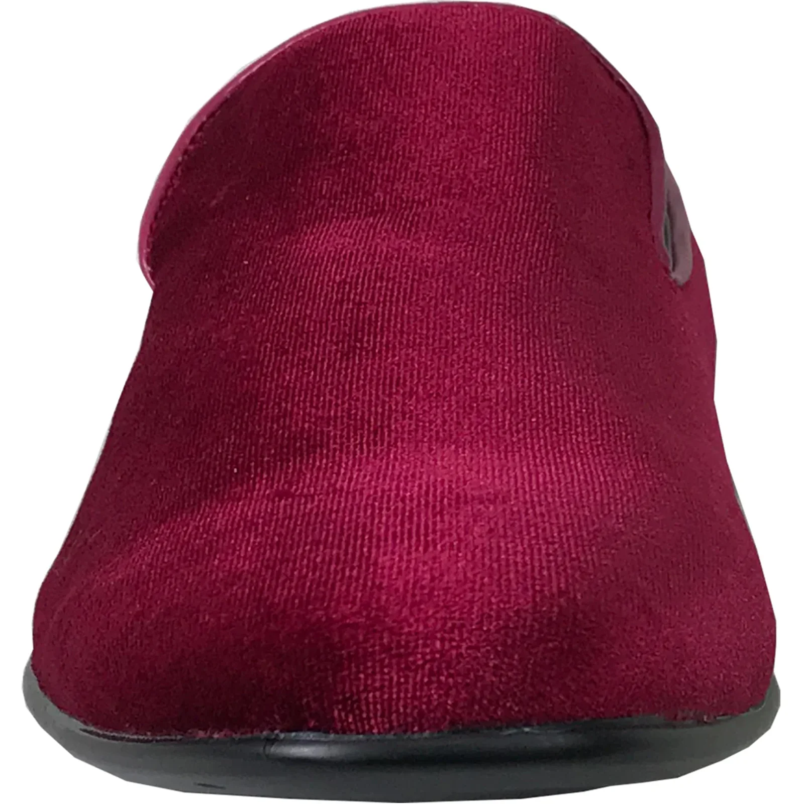 Mens Modern Slip On Velvet Tuxedo Loafer in Burgundy - Image 4