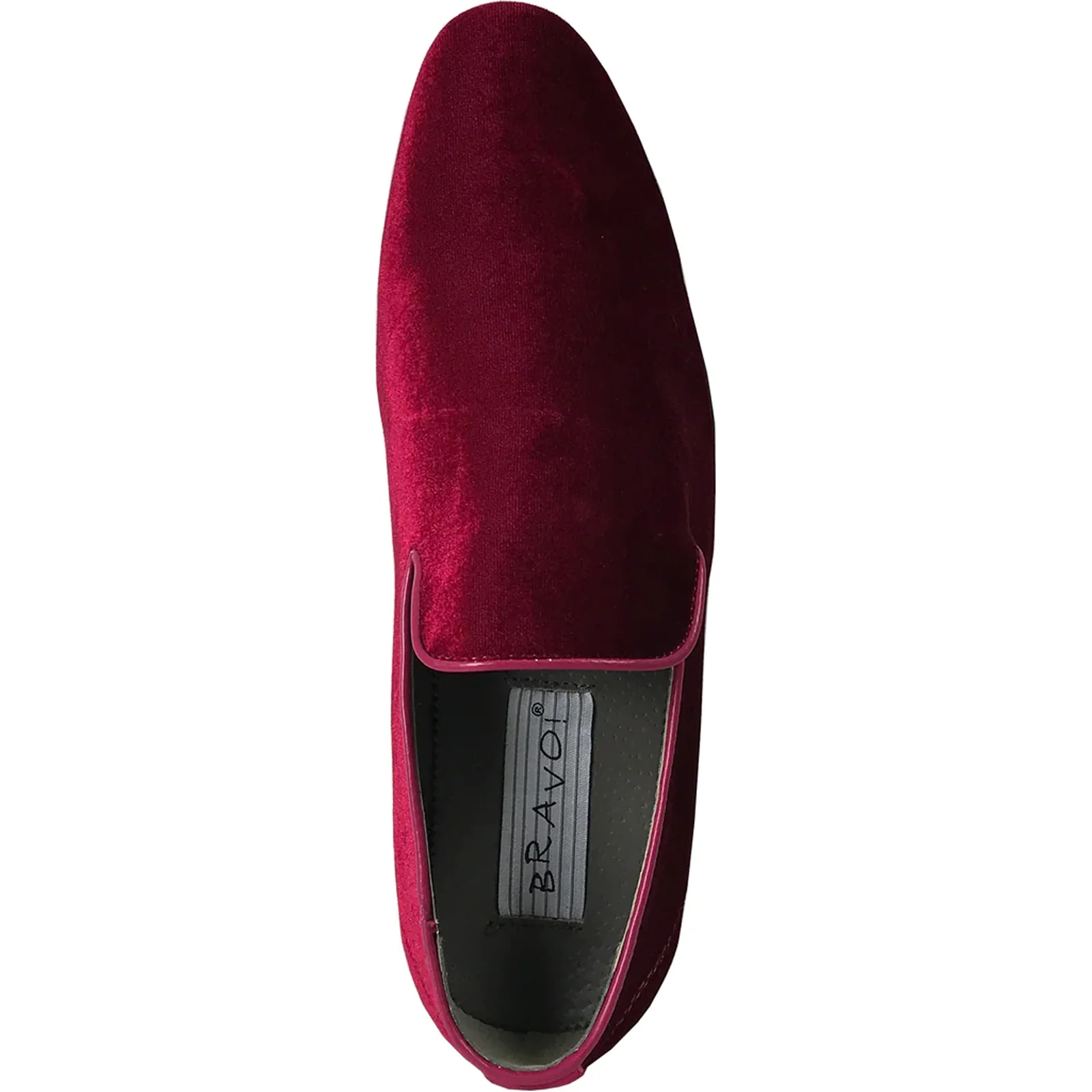 Mens Modern Slip On Velvet Tuxedo Loafer in Burgundy - Image 6
