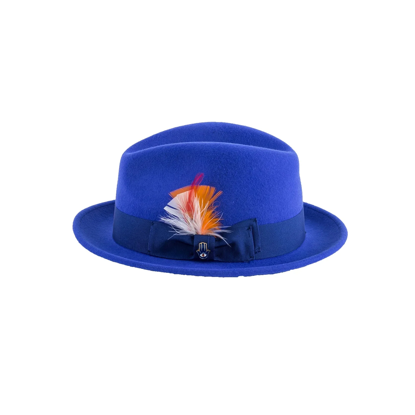 Mens Narrow Brim Crushable Wool Dress Hat Trilby Fedora in Royal Blue - Image 2