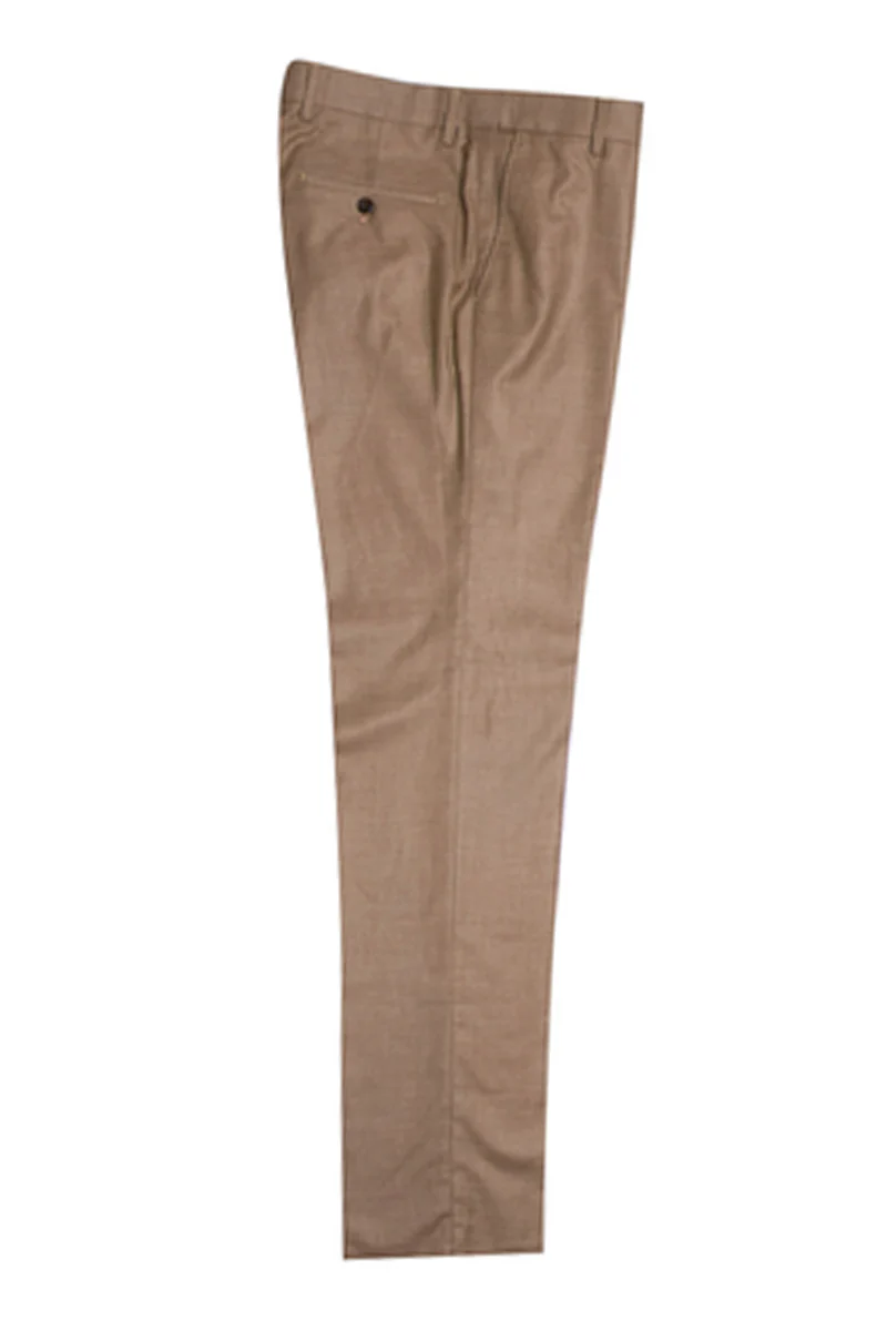 Men's One Button Peak Lapel Vested Stacy Adams Sharkskin Suit in Taupe - Image 3