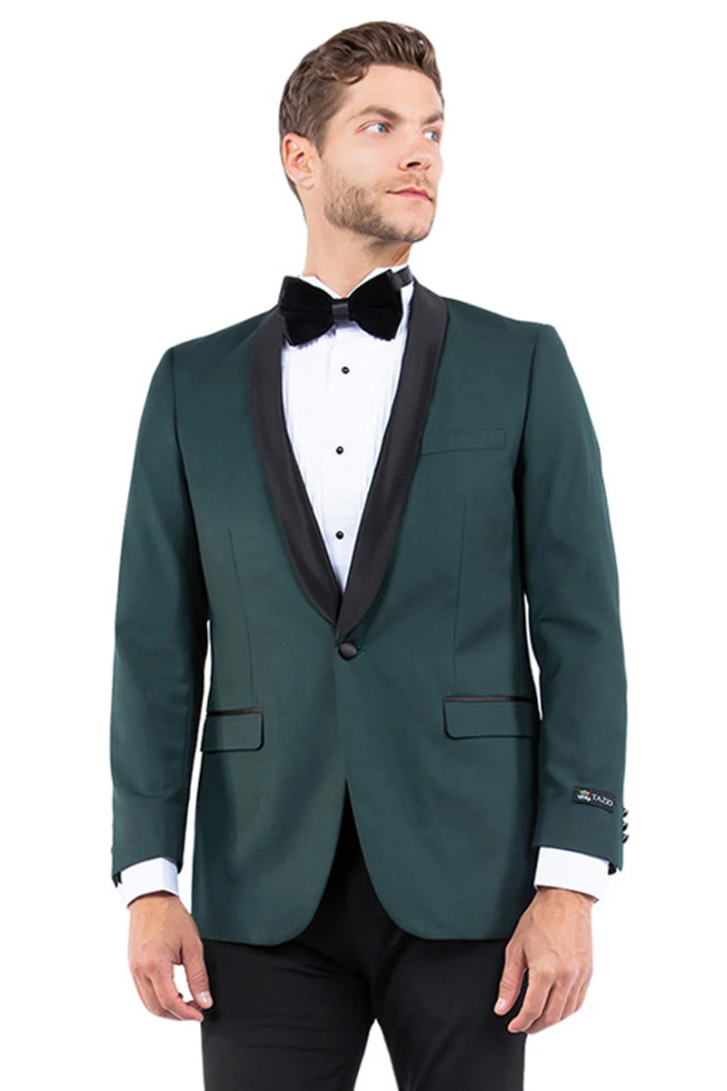 Men's One Button Shawl Lapel Dinner Jacket in Hunter Green & Black