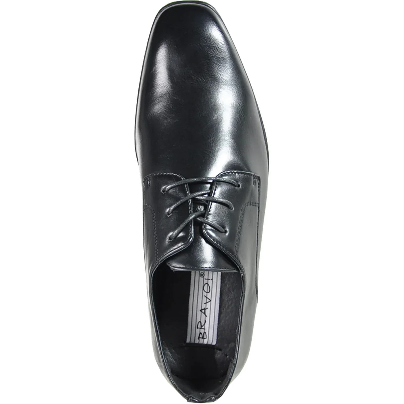 Mens Pointed Plain Toe Oxford Dress Shoe in Black - Image 6