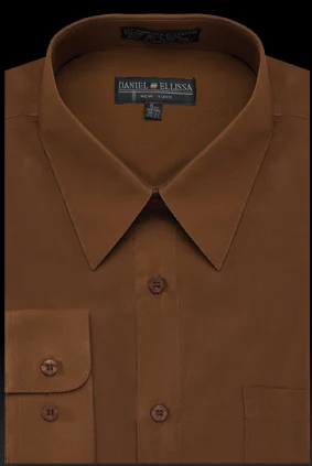 Men's Regular Fit Basic Dress Shirt in Brown