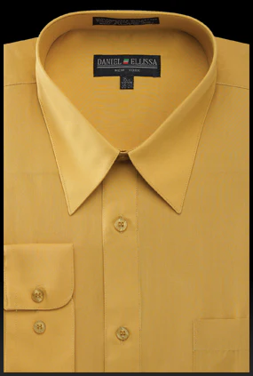 Men's Regular Fit Basic Dress Shirt in Mustard Yellow