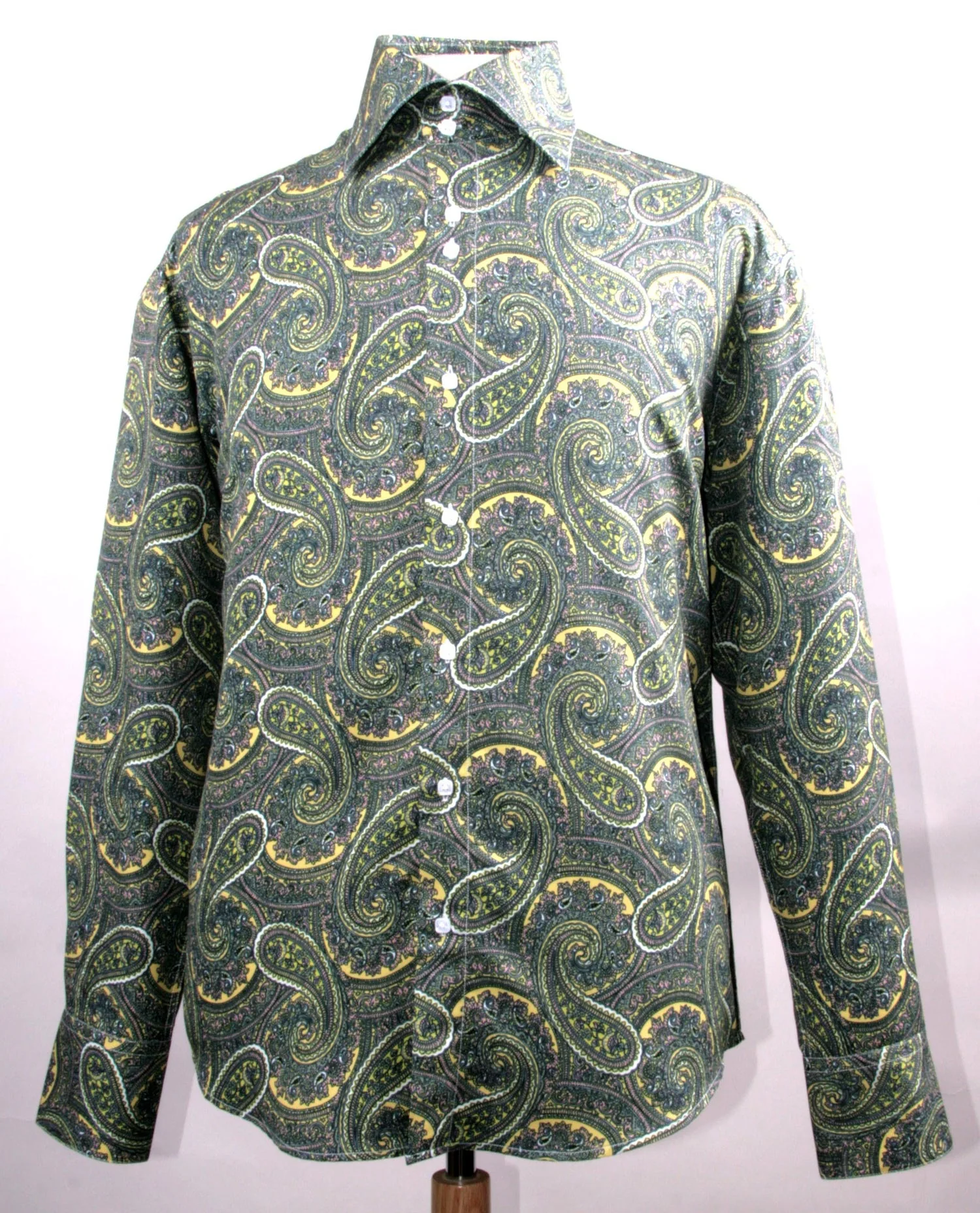 Men's Regular Fit Fancy Paisley Pattern Sports Shirt in Mustard