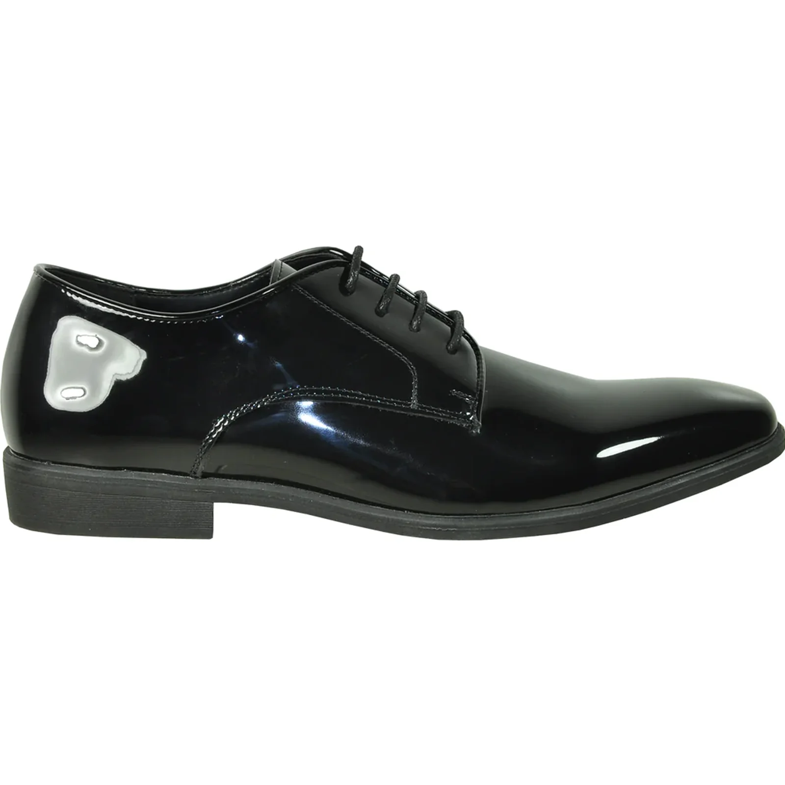 Mens Shiny Patent Plain Toe Tuxedo Dress Shoe in Black - Image 2