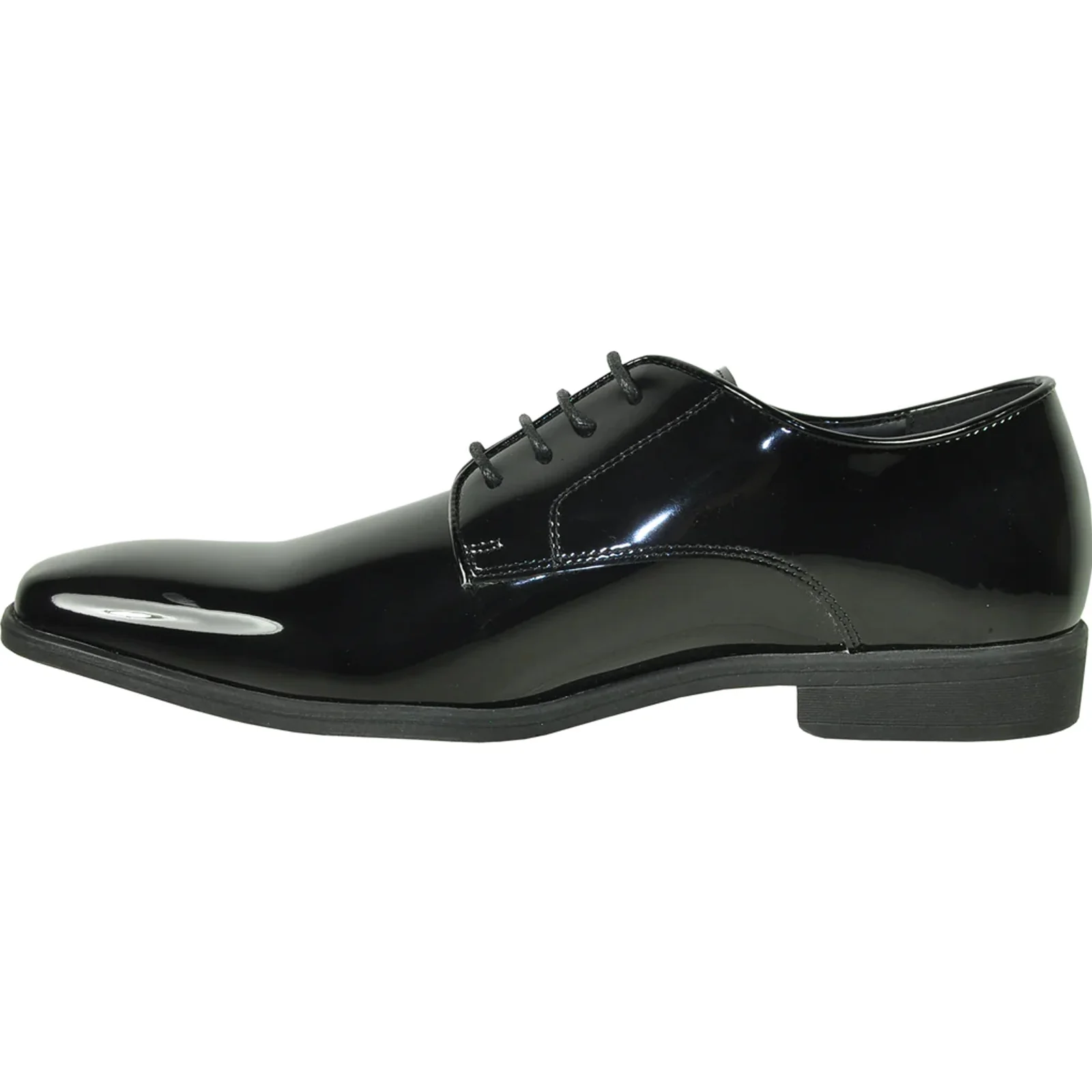 Mens Shiny Patent Plain Toe Tuxedo Dress Shoe in Black - Image 3