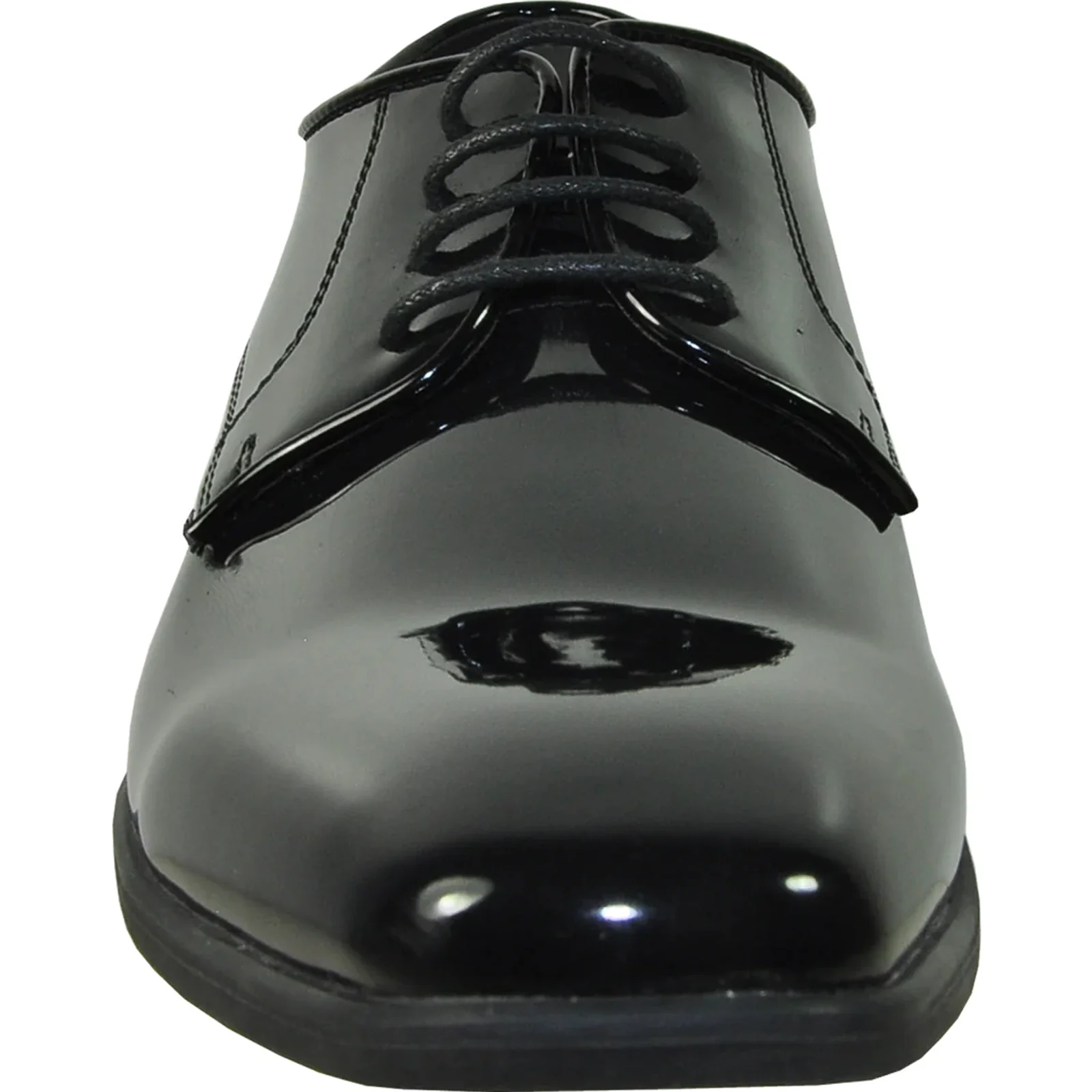 Mens Shiny Patent Plain Toe Tuxedo Dress Shoe in Black - Image 4