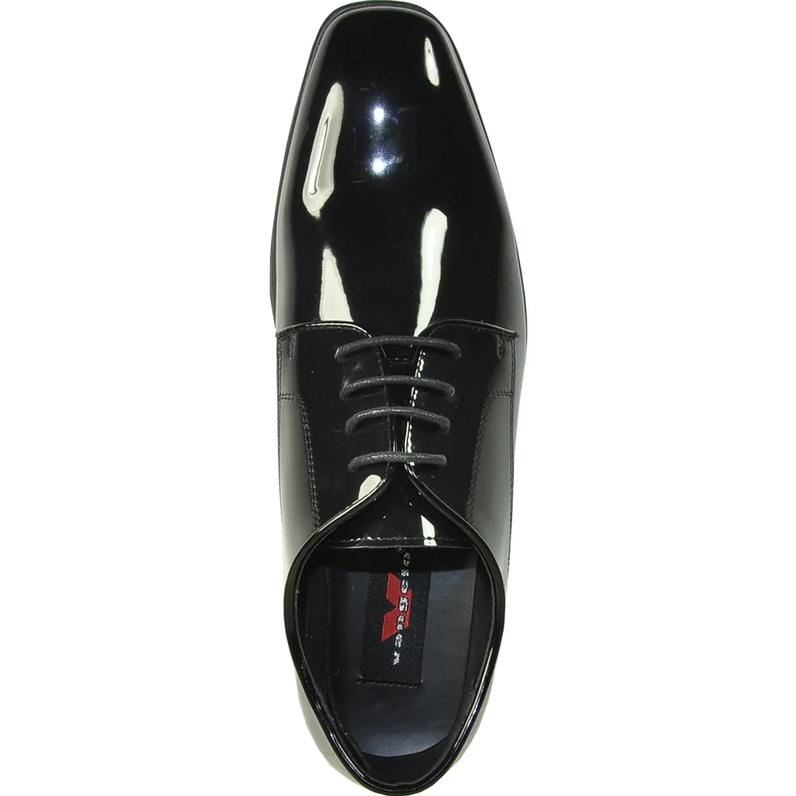 Mens Shiny Patent Plain Toe Tuxedo Dress Shoe in Black - Image 6