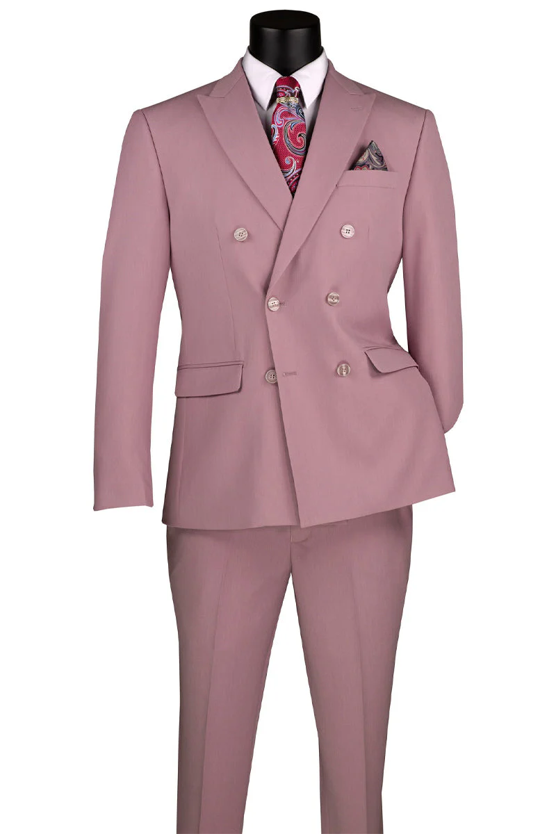 Men's Slim Fit Double Breasted Stretch Suit in Lilac Lavender - Image 2
