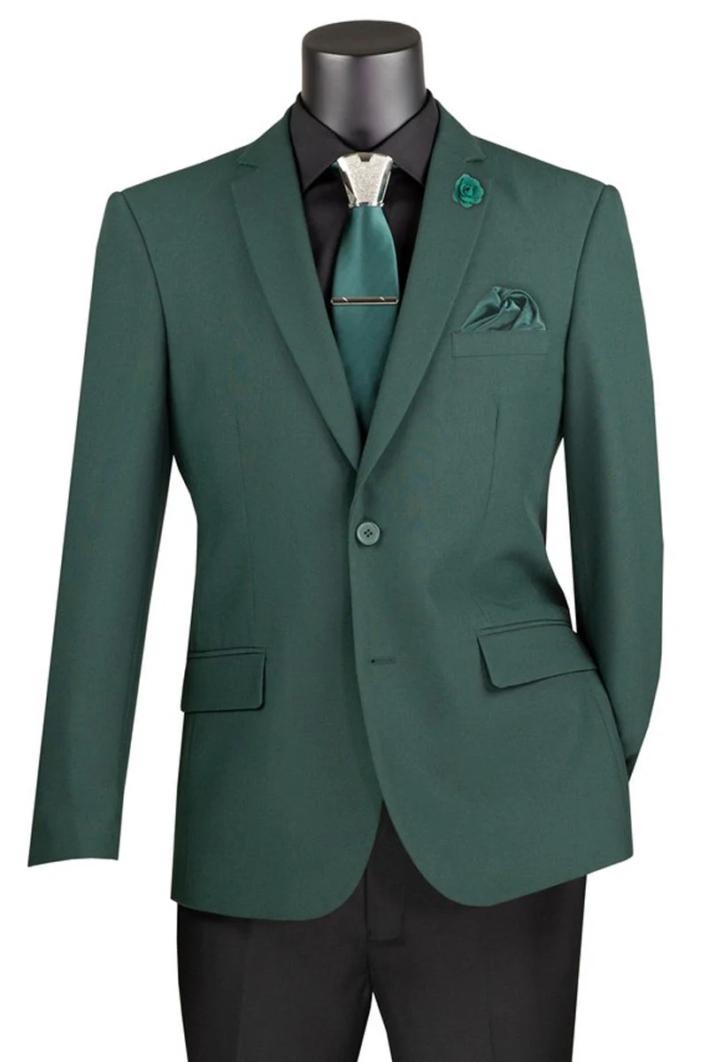 Men's Slim Fit Poplin Club Sport Coat Blazer in Hunter Green