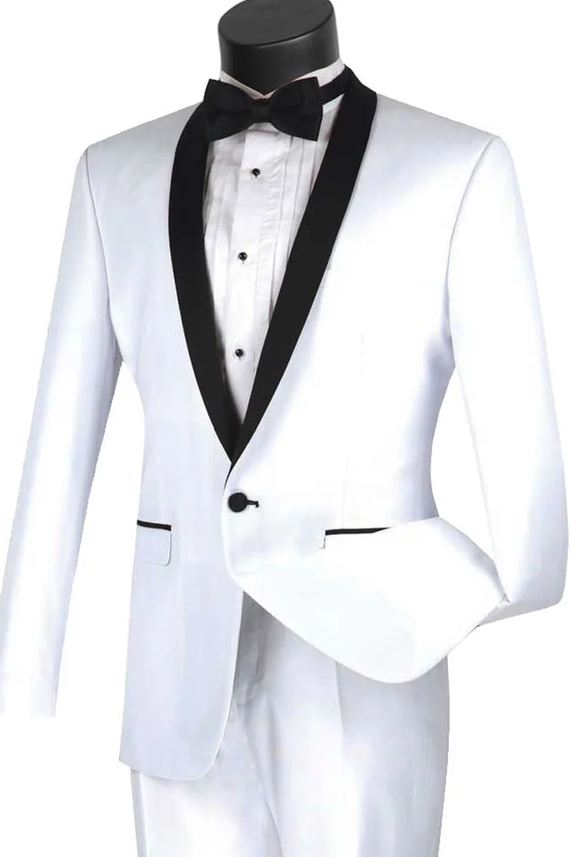Men's Slim Fit Shawl Collar Tuxedo in White