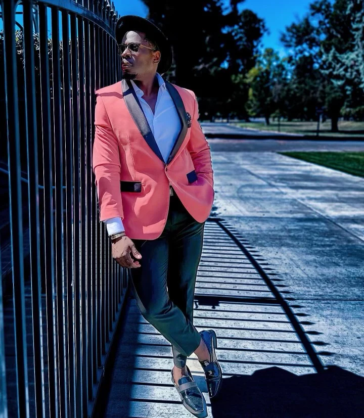 Men's Slim Fit Shawl Lapel Velvet Wedding & Prom Tuxedo Jacket in Mauve Coral Pink - Image 3