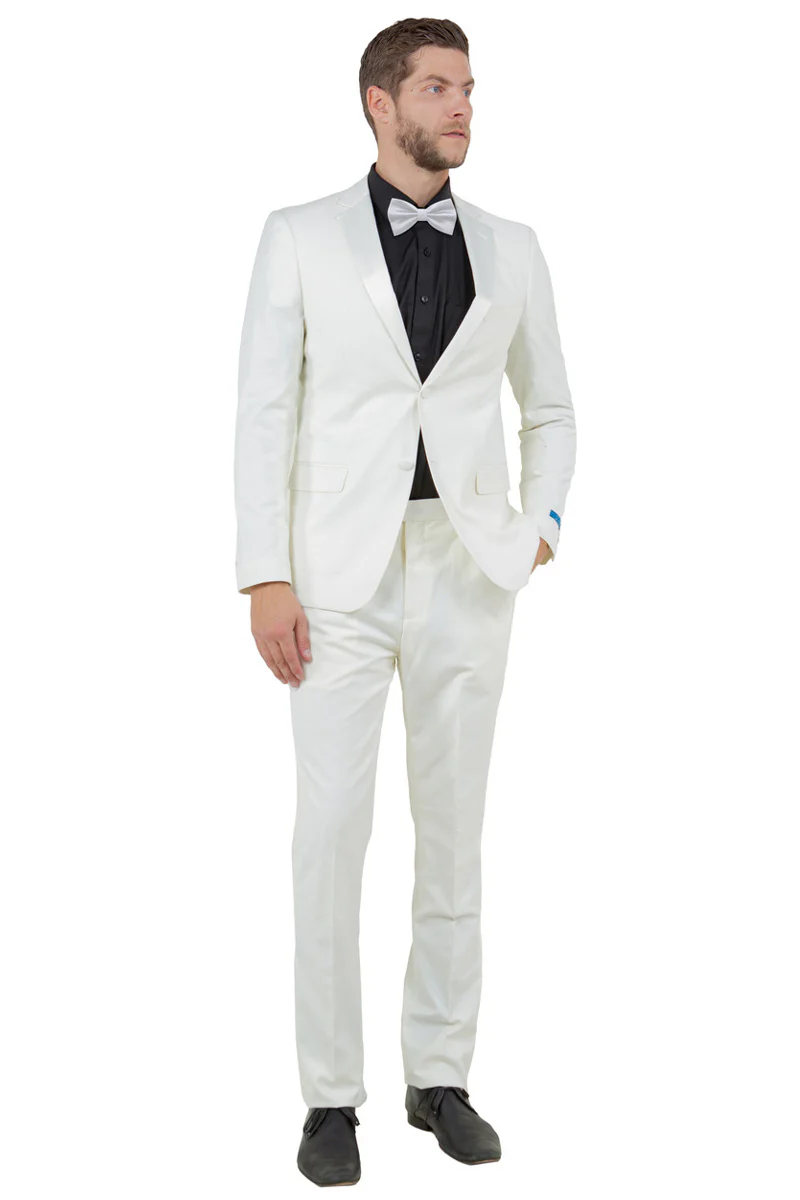 Men's Slim Fit Two Button Notch Lapel Wedding Tuxedo in Ivory - Image 2