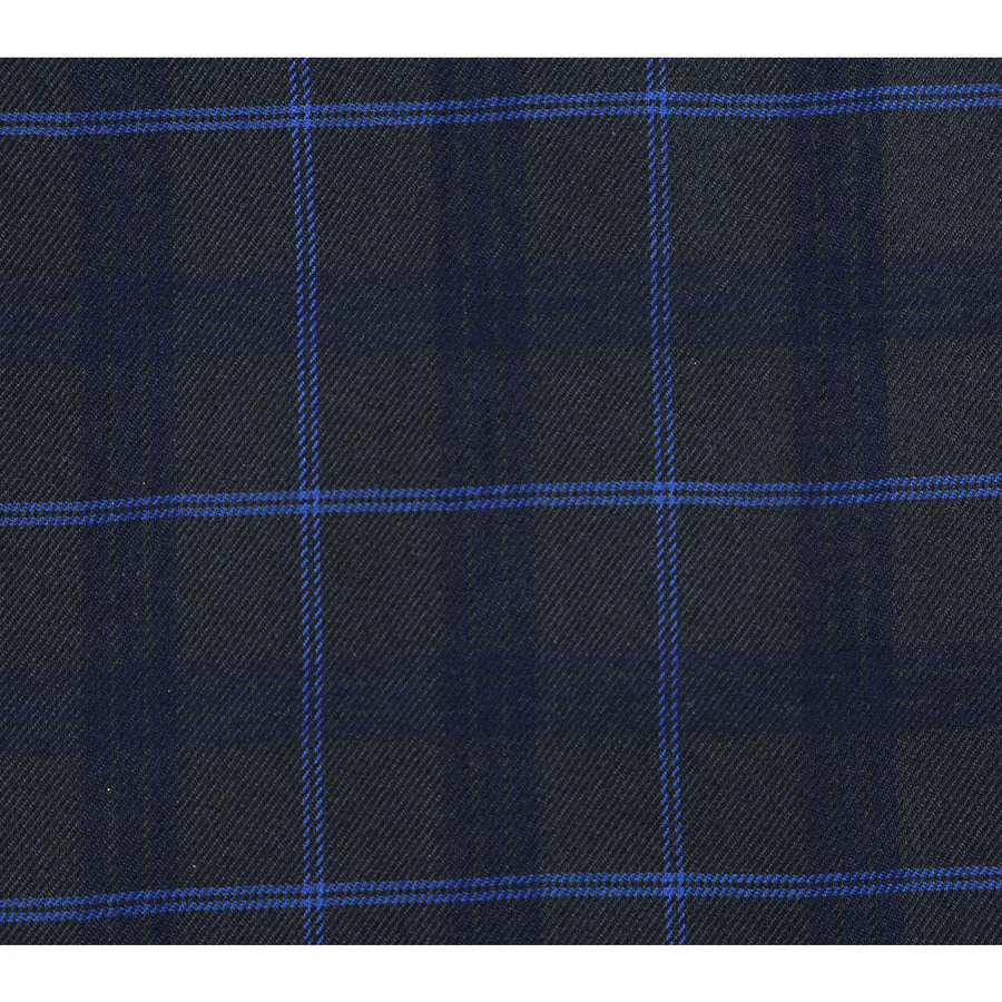 Mens Slim Fit Two Button Suit in Dark Blue Wide Windowpane Plaid - Image 8