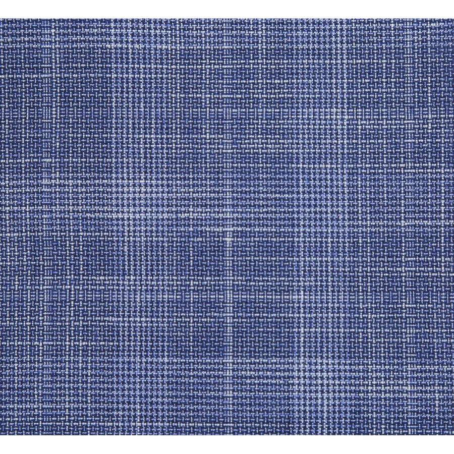 Mens Slim Fit Two Button Suit in Light Blue Wide Windowpane Summer Plaid - Image 3