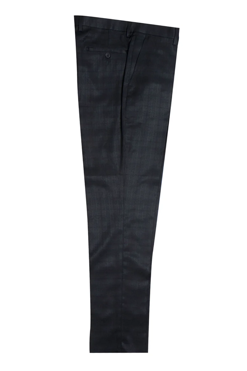 Men's Stacy Adams One Button Vested Peak Lapel Glen Plaid Suit in Black - Image 3
