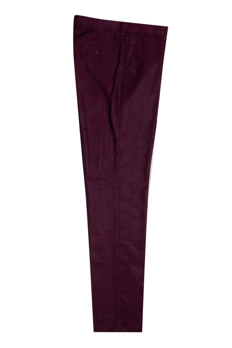 Men's Stacy Adams One Button Vested Peak Lapel Glen Plaid Suit in Burgundy - Image 3