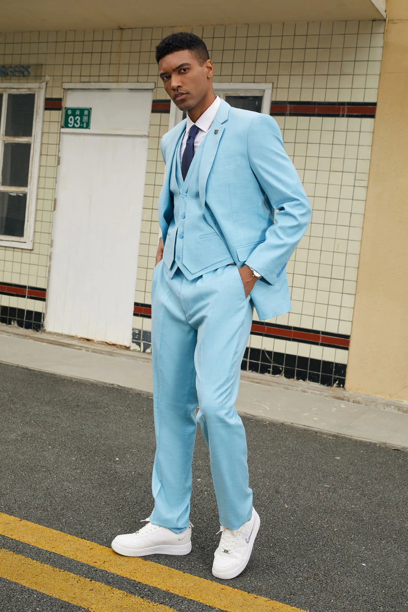 Men's Stacy Adam's Two Button Fancy Vested Suit in Teal Green - Image 3