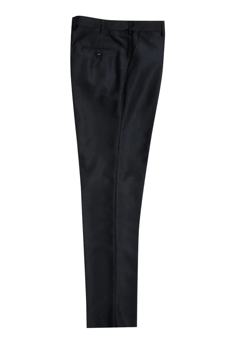 Men's Stacy Adams Vested One Button Peak Lapel Tuxedo in Black - Image 3
