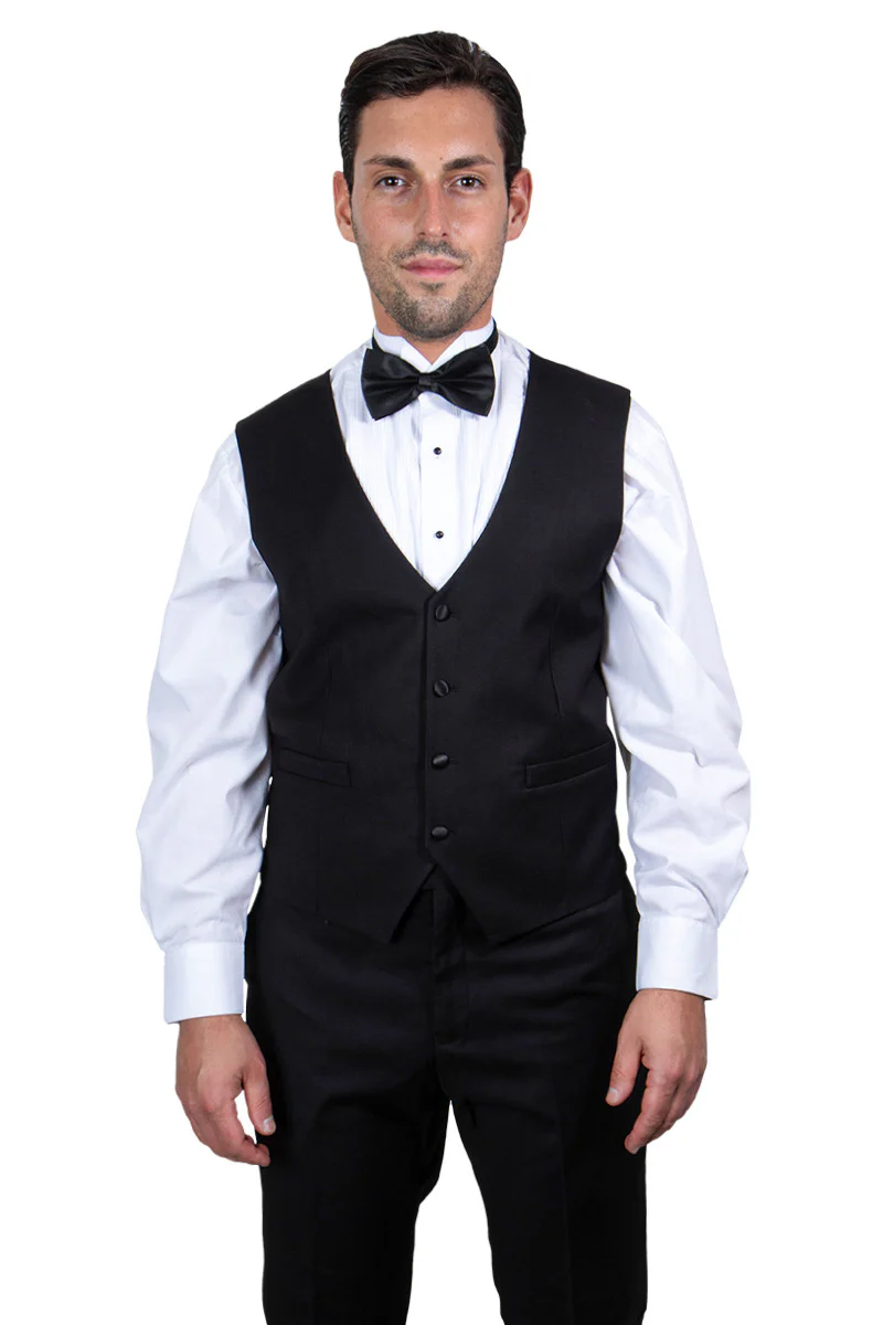 Men's Stacy Adams Vested One Button Shawl Lapel Tuxedo in Black - Image 2