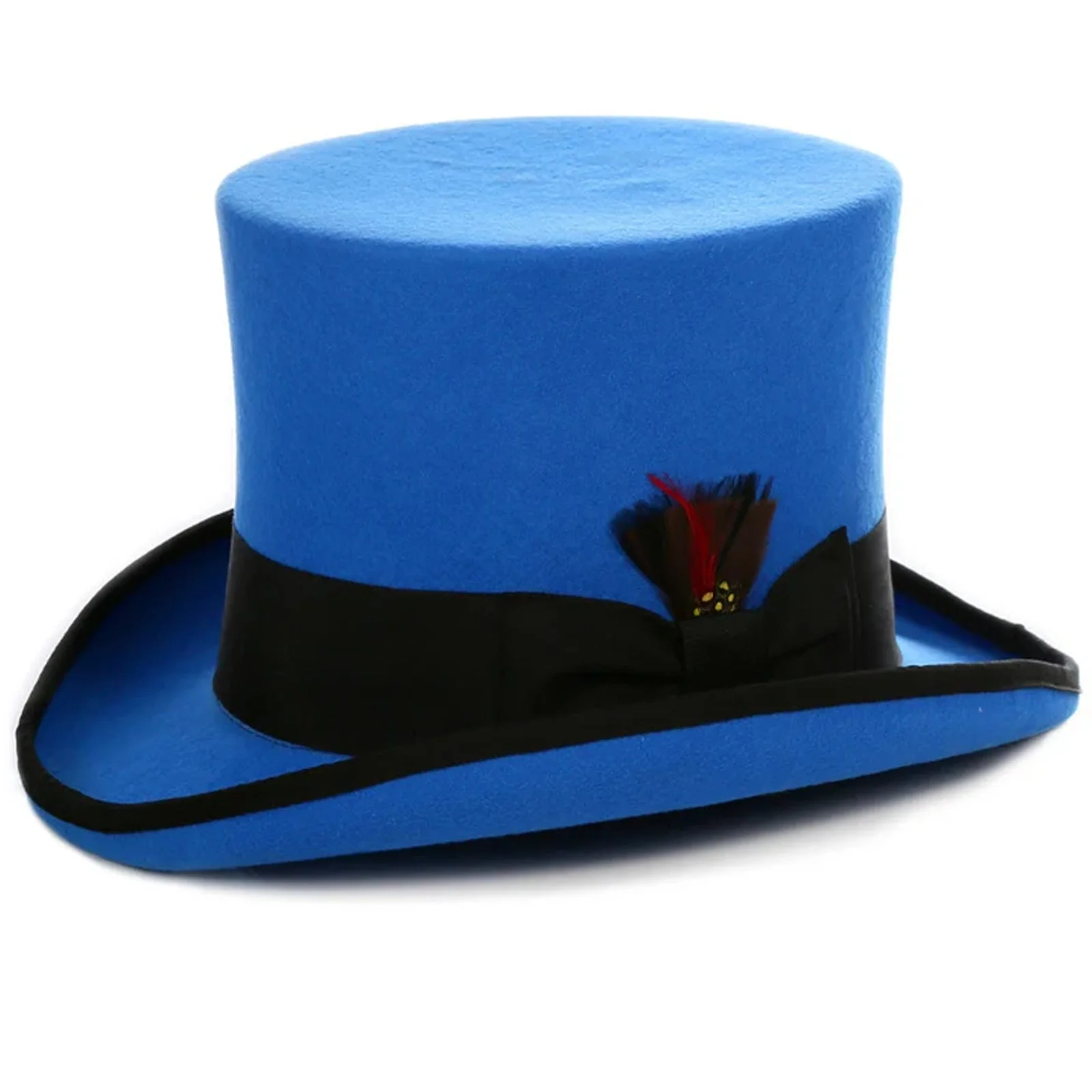 Men's Tall 100% Wool Dress Top Hat in Blue & Black - Image 2