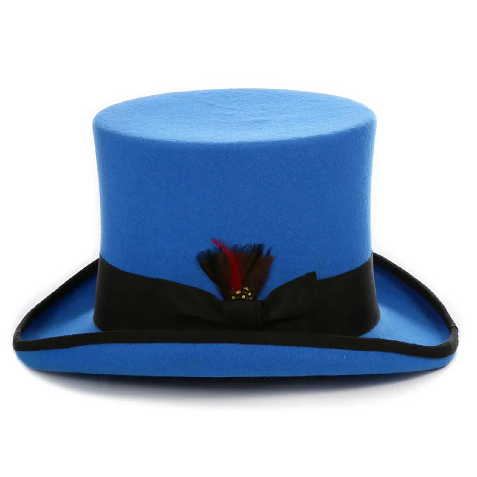 Men's Tall 100% Wool Dress Top Hat in Blue & Black - Image 3