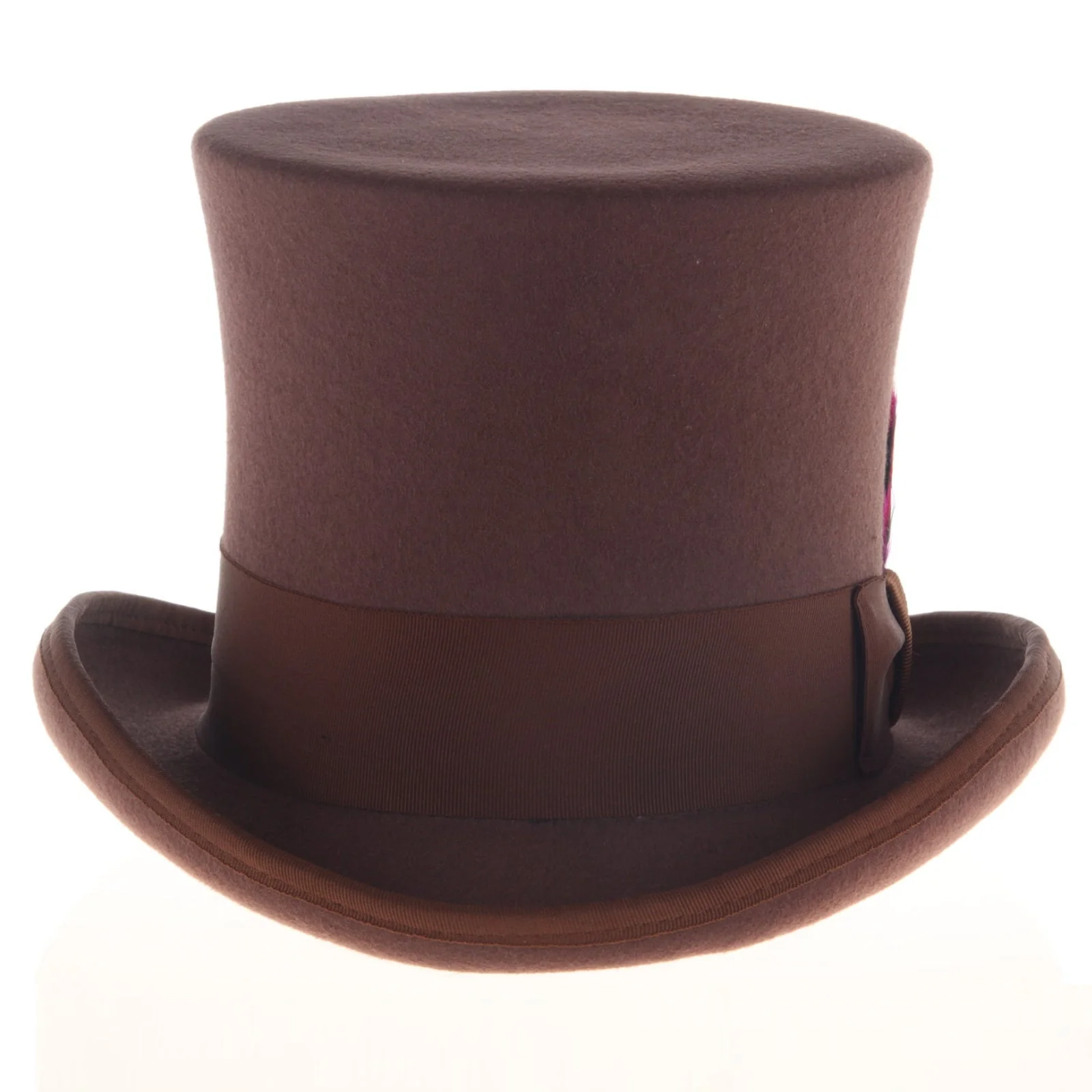 Men's Tall 100% Wool Dress Top Hat in Brown