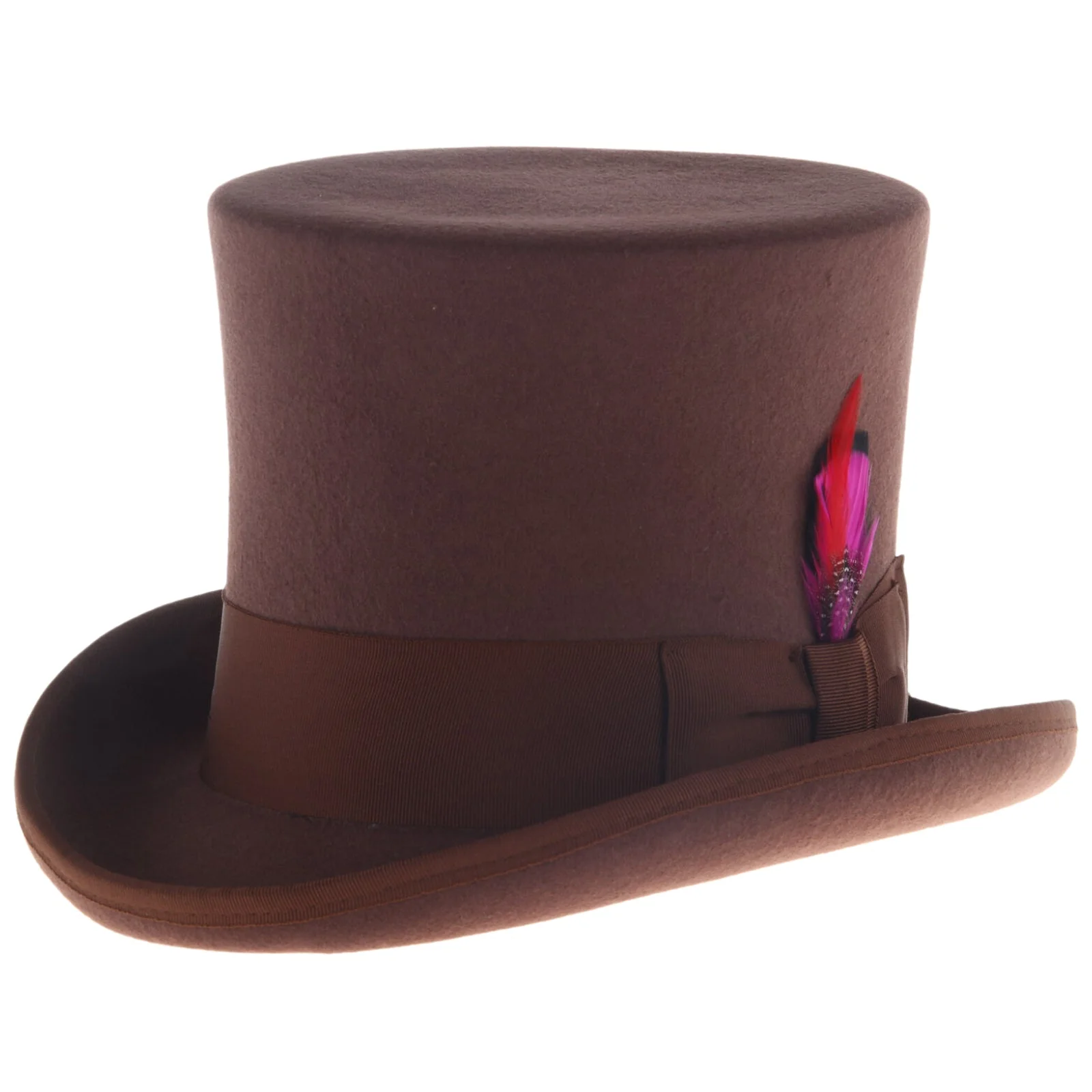 Men's Tall 100% Wool Dress Top Hat in Brown - Image 2