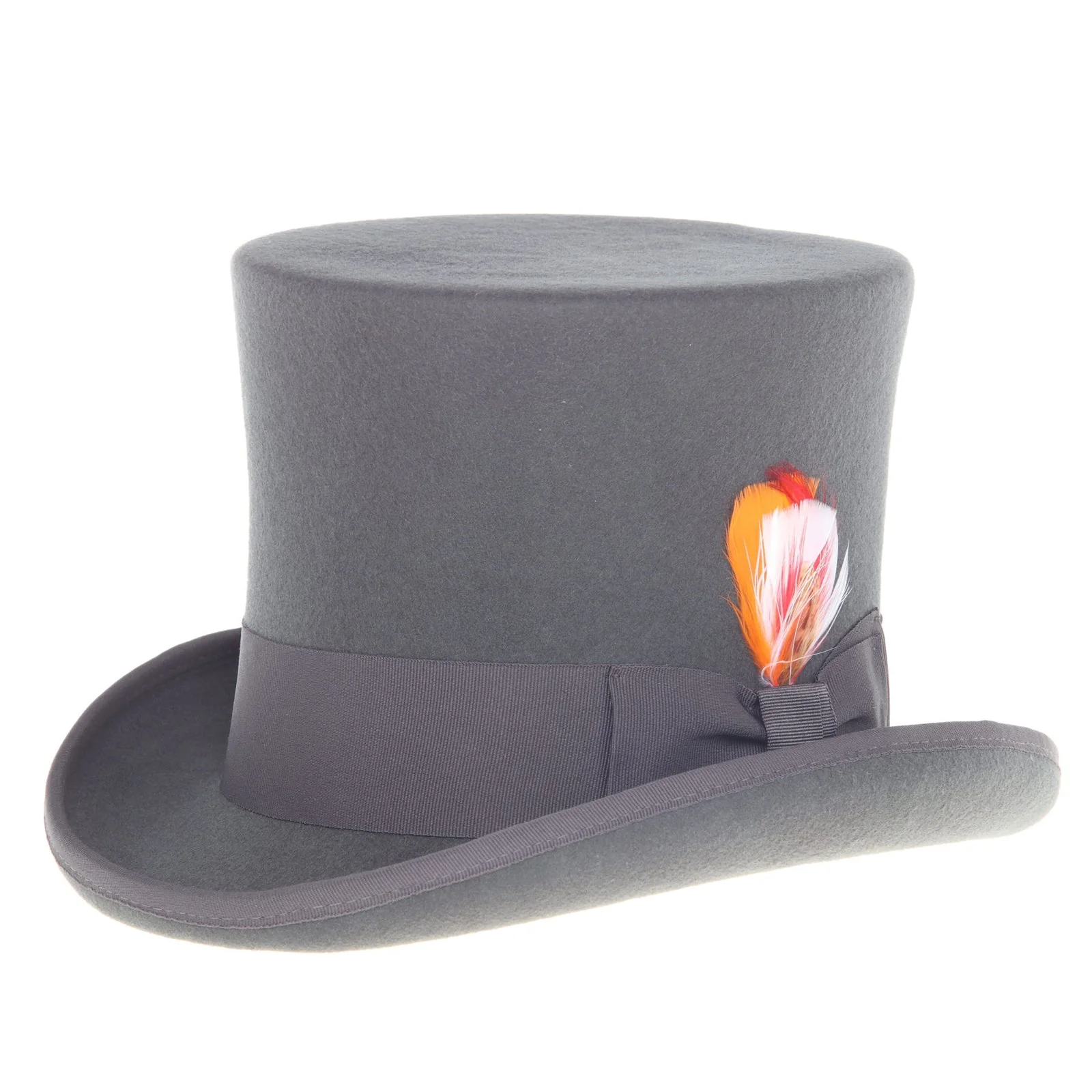 Men's Tall 100% Wool Dress Top Hat in Charcoal Grey - Image 2