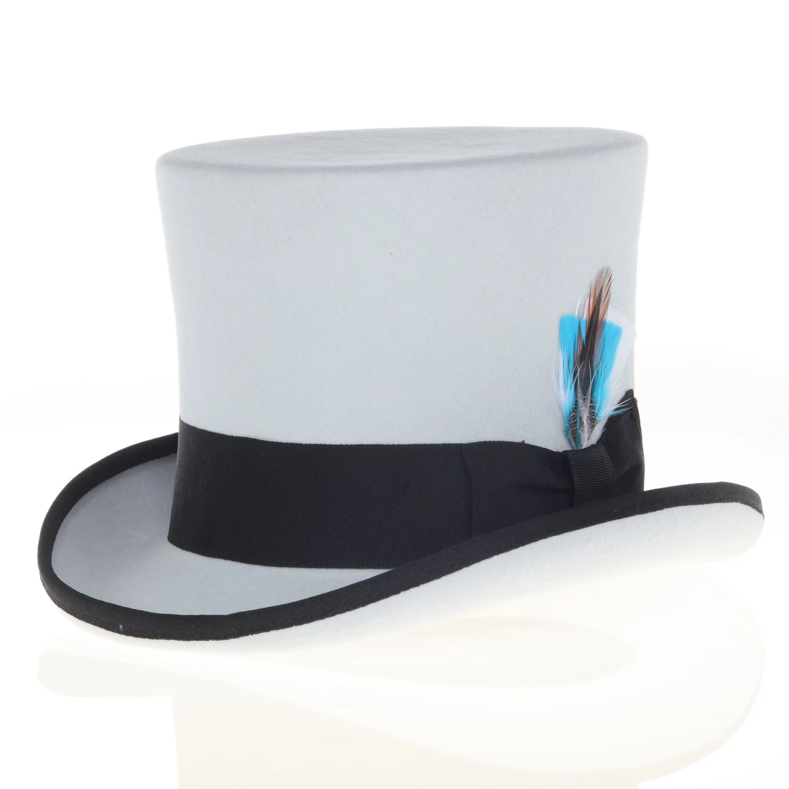Men's Tall 100% Wool Dress Top Hat in Grey & Black - Image 2