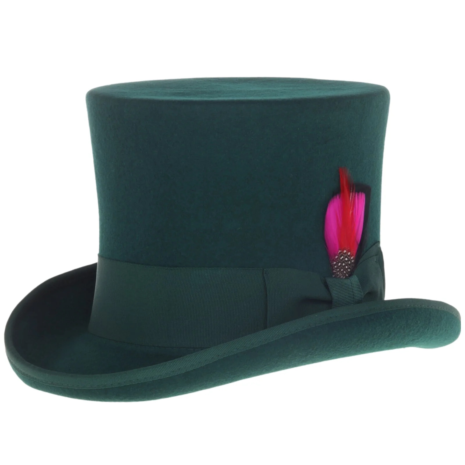 Men's Tall 100% Wool Dress Top Hat in Hunter Green - Image 2