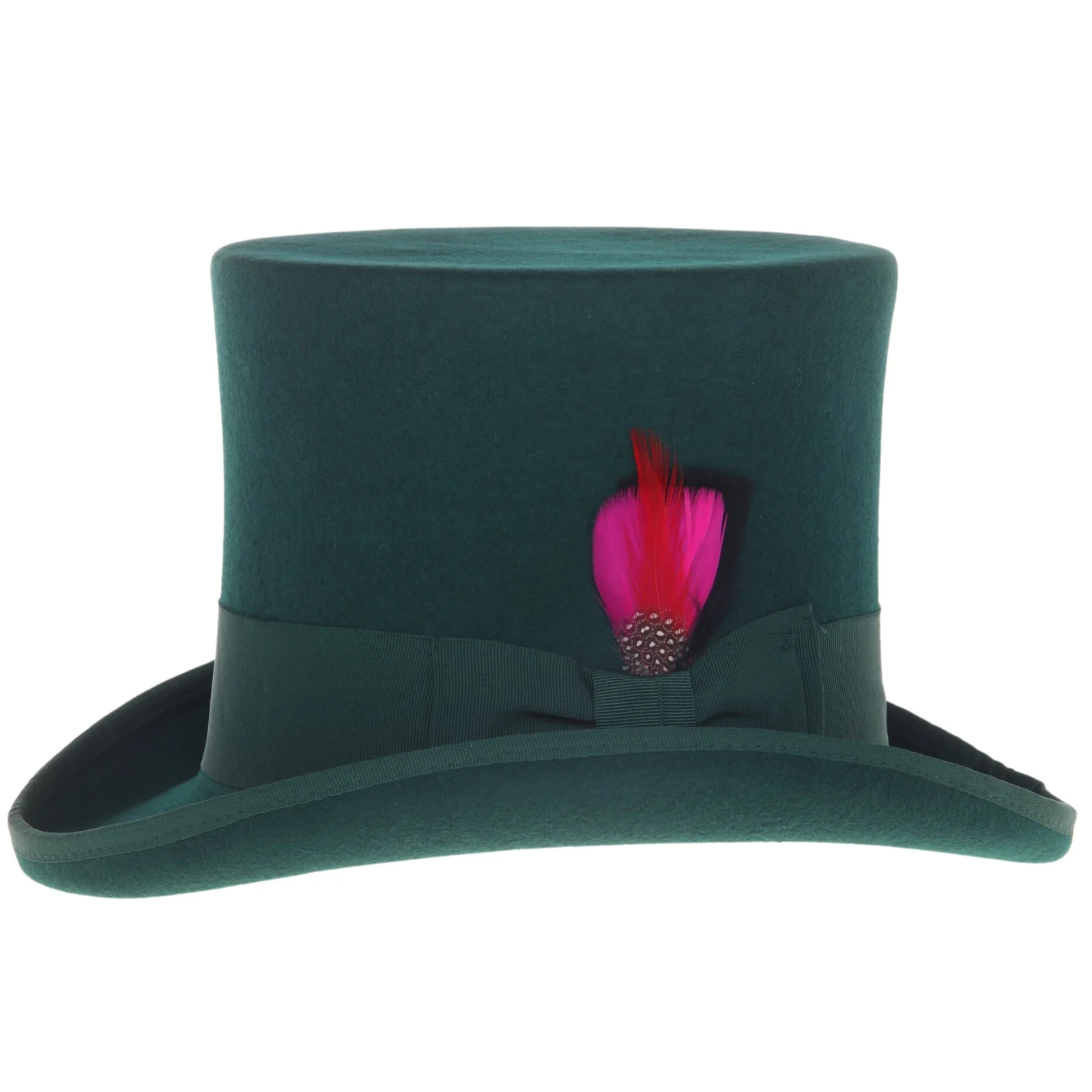 Men's Tall 100% Wool Dress Top Hat in Hunter Green - Image 3