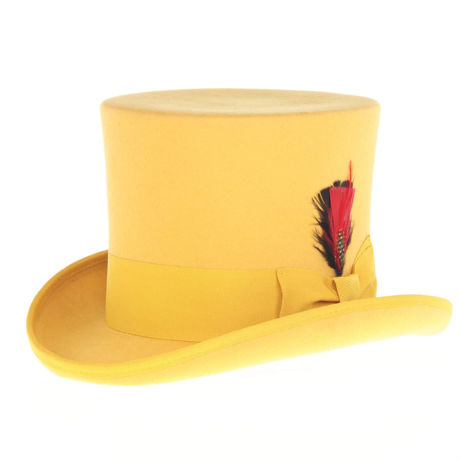 Men's Tall 100% Wool Dress Top Hat in Mustard Gold - Image 2