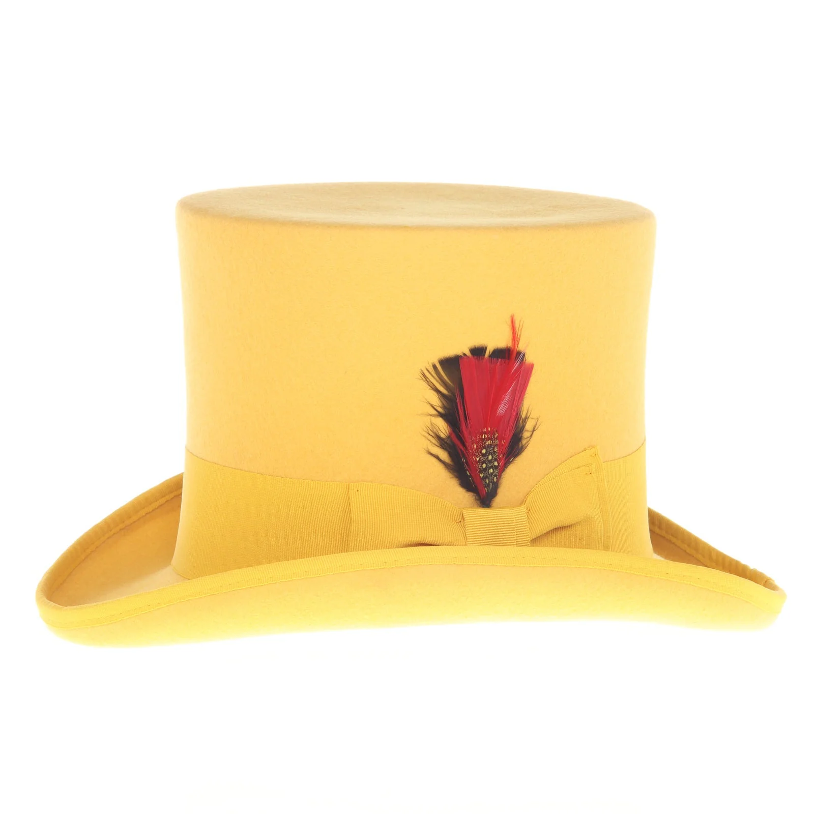 Men's Tall 100% Wool Dress Top Hat in Mustard Gold - Image 3