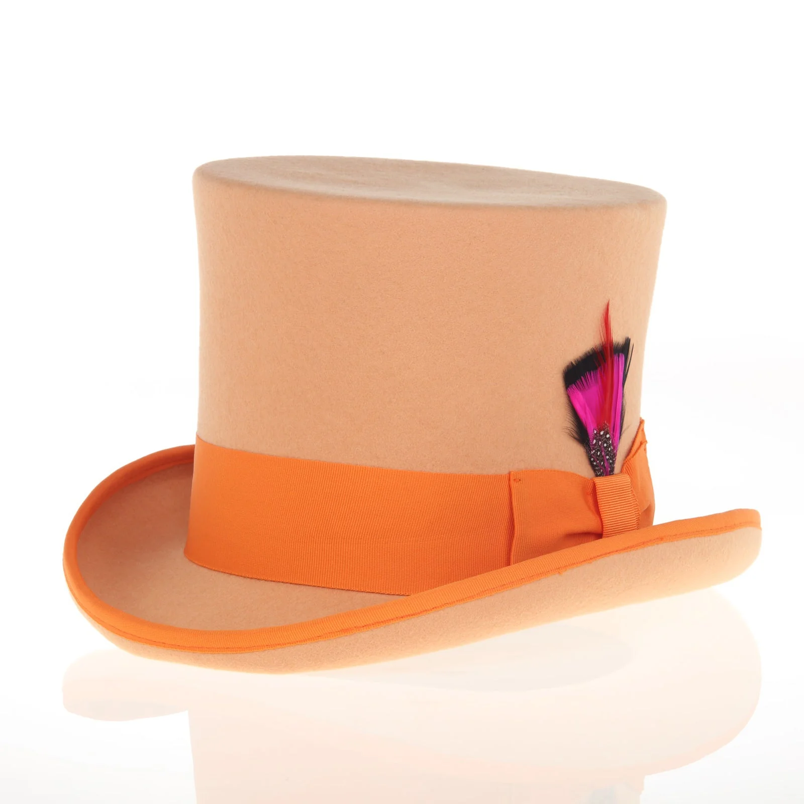 Men's Tall 100% Wool Dress Top Hat in Orange - Image 2