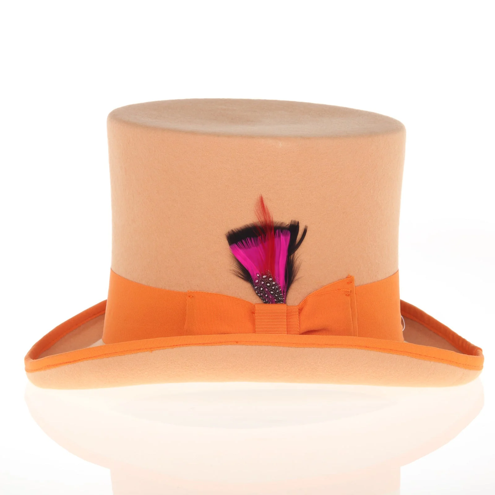 Men's Tall 100% Wool Dress Top Hat in Orange - Image 3