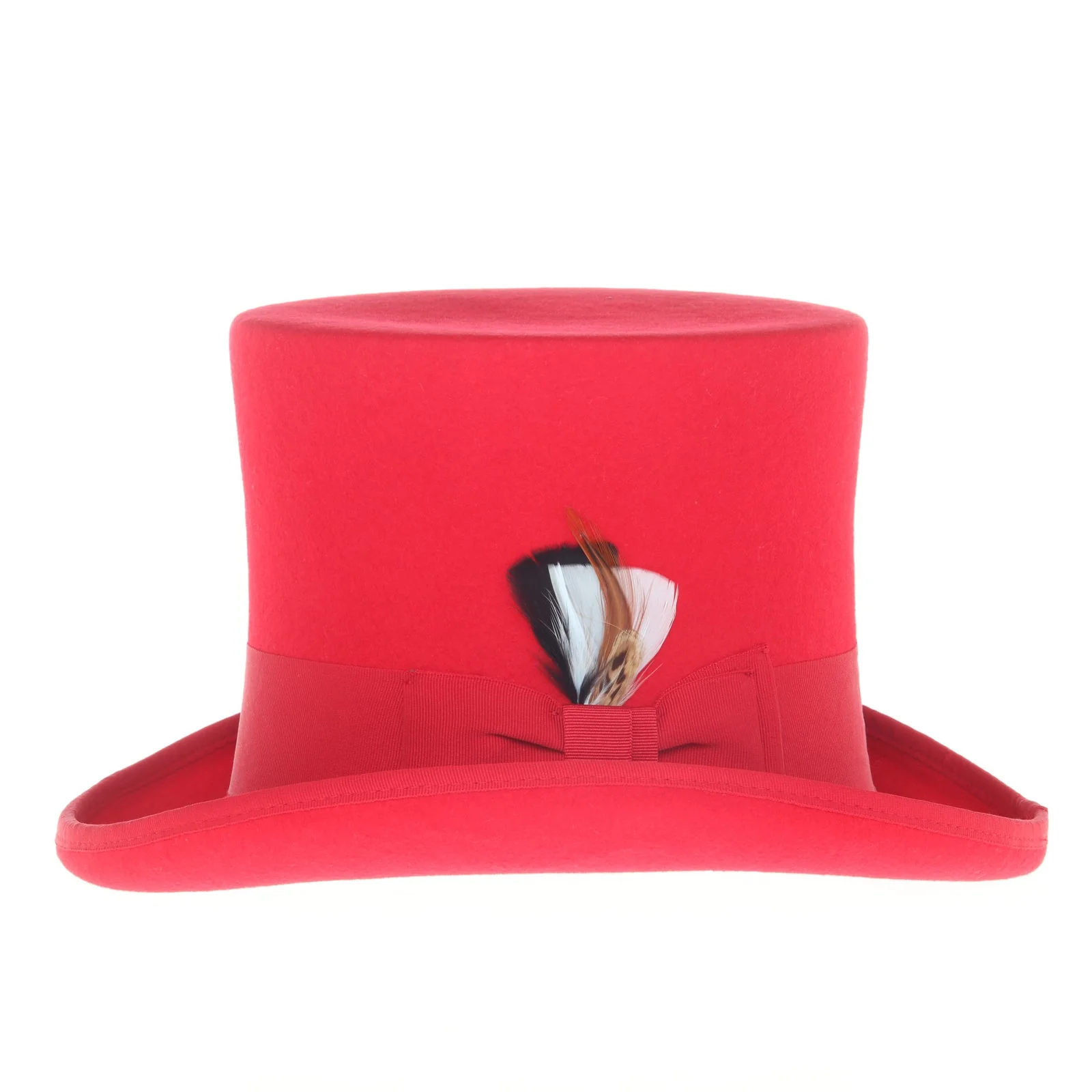 Men's Tall 100% Wool Dress Top Hat in Red - Image 3