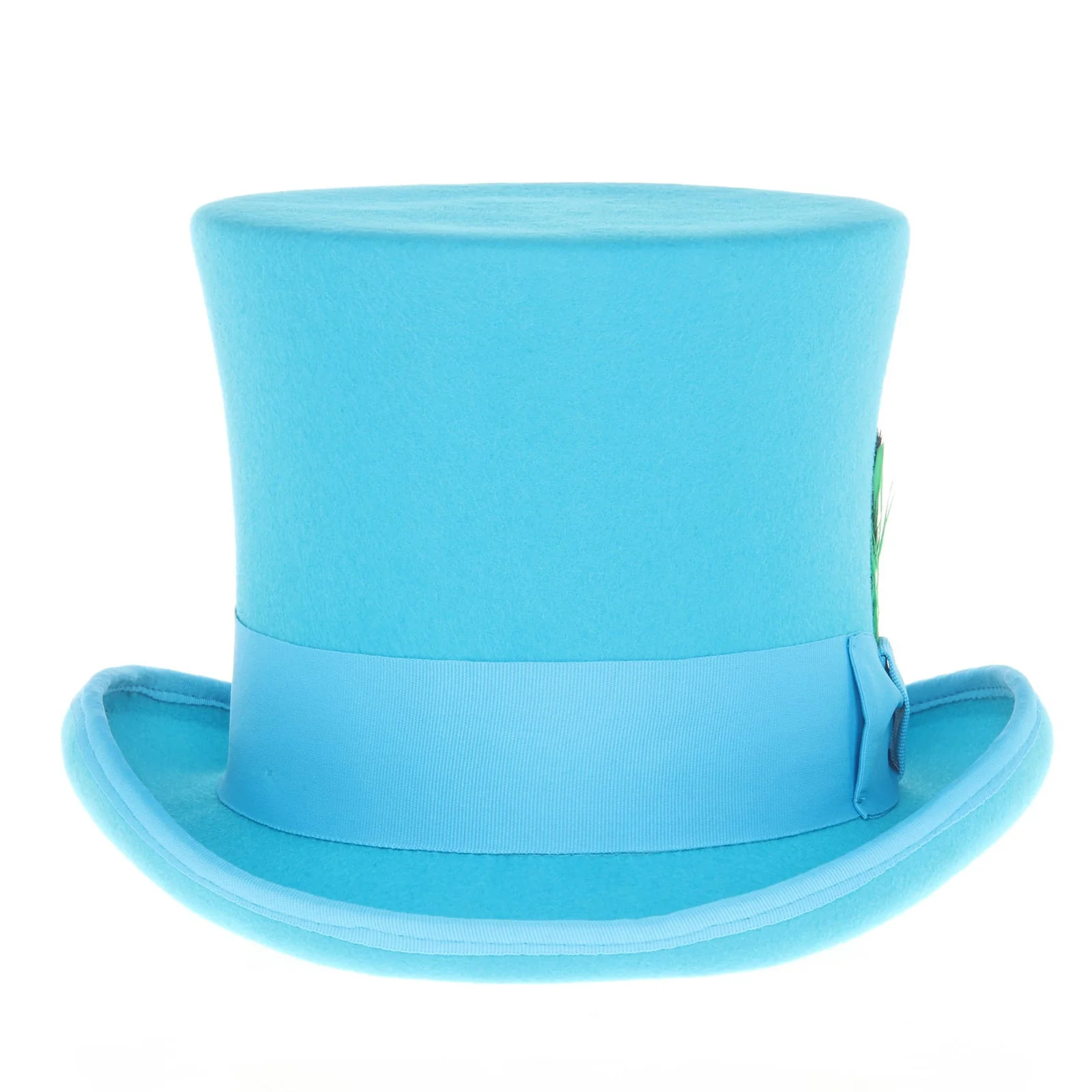Men's Tall 100% Wool Dress Top Hat in Turquoise