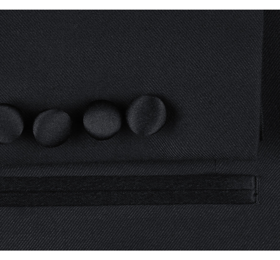 Mens Traditional One Button Slim Fit Peak Tuxedo in Black - Image 3