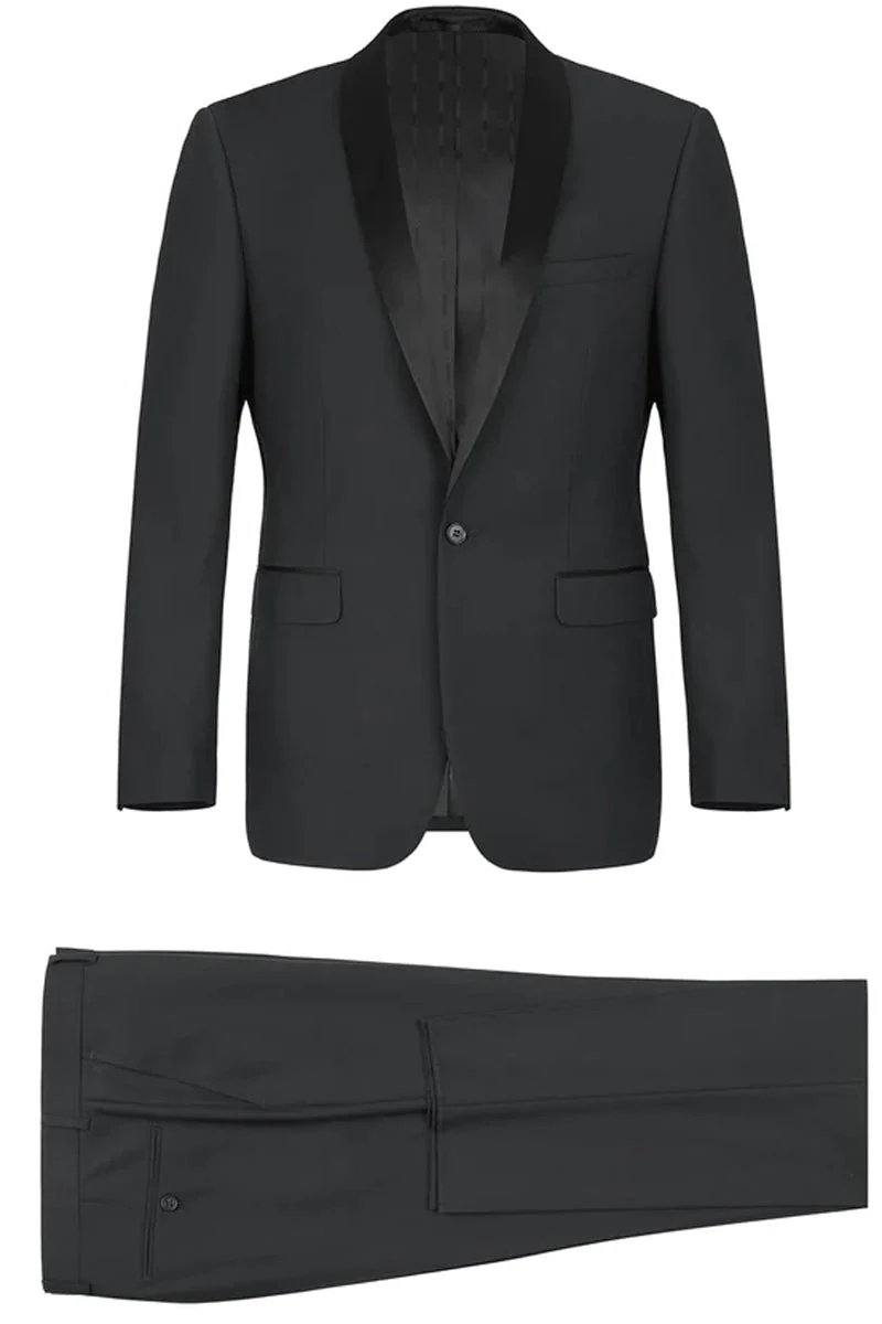 Mens Traditional Slim Fit Shawl Collar Tuxedo in Black | CLOSE OUT 44S - Image 2