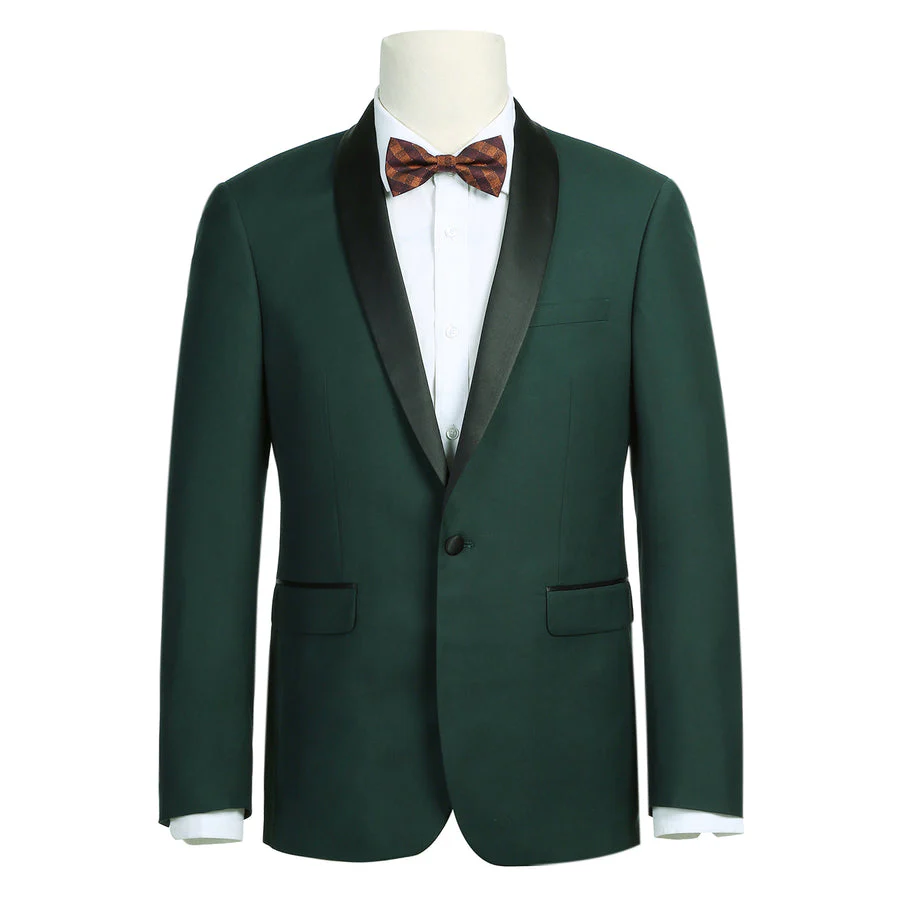 Mens Traditional Slim Fit Shawl Collar Tuxedo in Hunter Green - Image 3