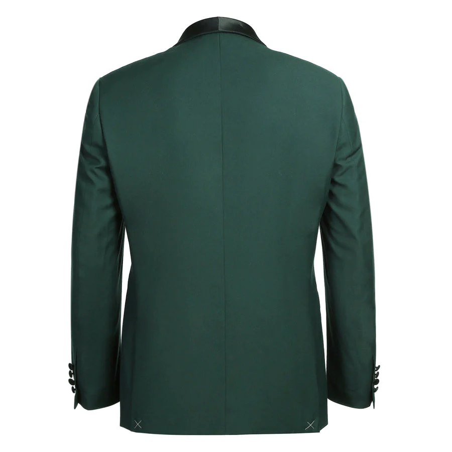 Mens Traditional Slim Fit Shawl Collar Tuxedo in Hunter Green - Image 4